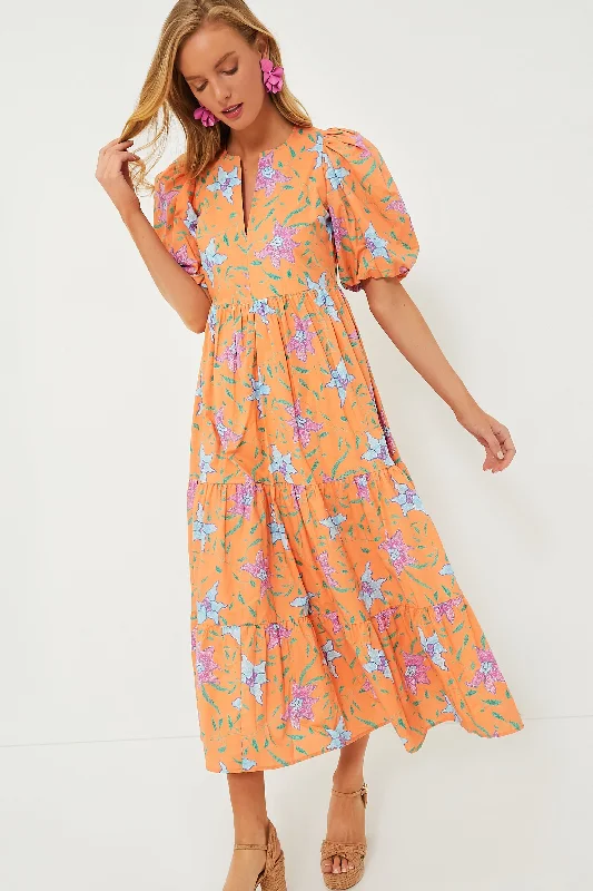 Orange Multi Floral Cisco Maxi Dress