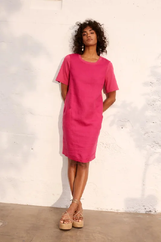 Oui Jersey Back Linen Dress