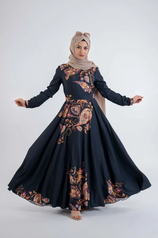 Paisley Dark Blue Dress- hijab styles