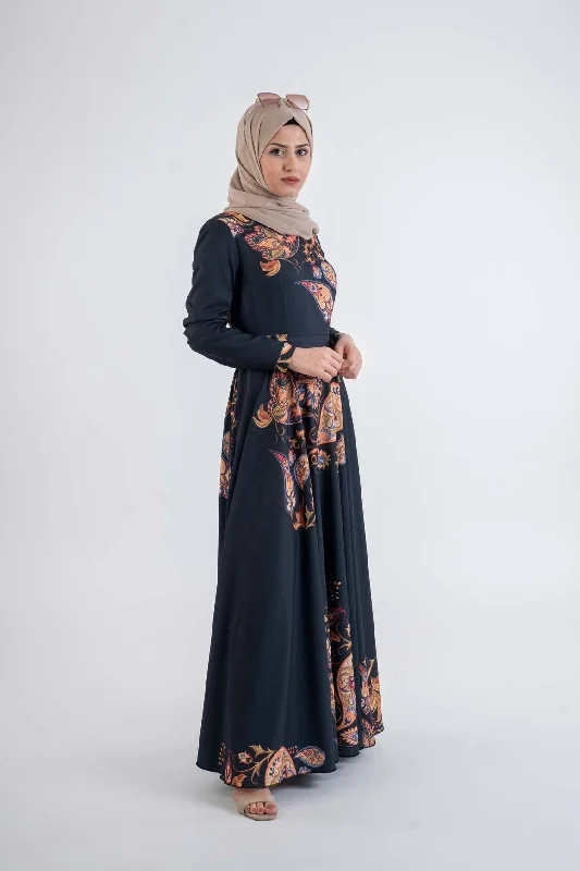 Paisley Dark Blue Dress- hijab styles