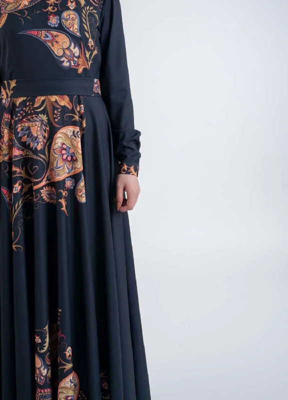 Paisley Dark Blue Dress- hijab styles