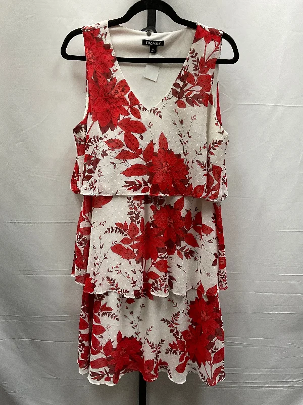 Red & White Dress Casual Midi Roz And Ali, Size 12