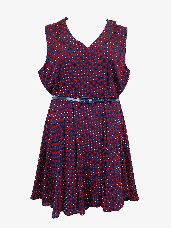 Review Retro Spotted Soft Belted Midi Dress Size 16