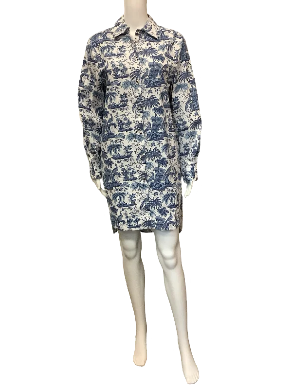 Staud Julienne Shirtdress Print Blue Size M