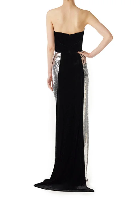 Strapless Sequin Velvet Gown