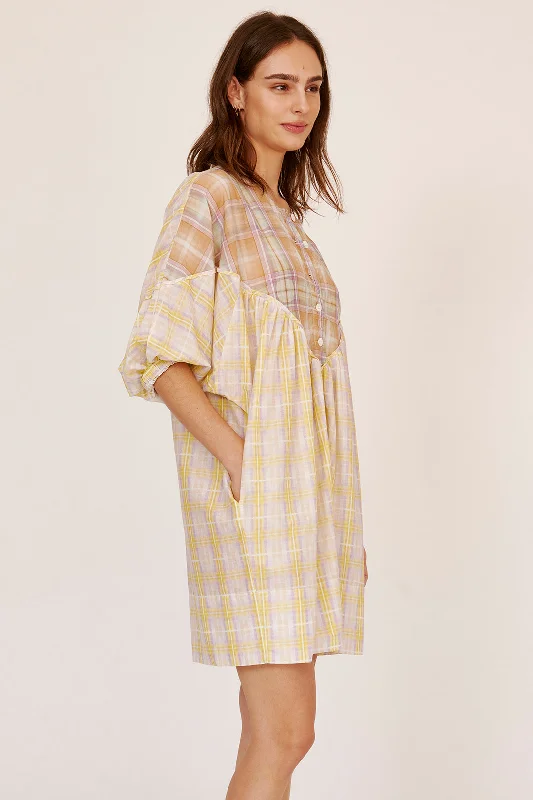 Silk Voile Sun Plaid PCH Dress