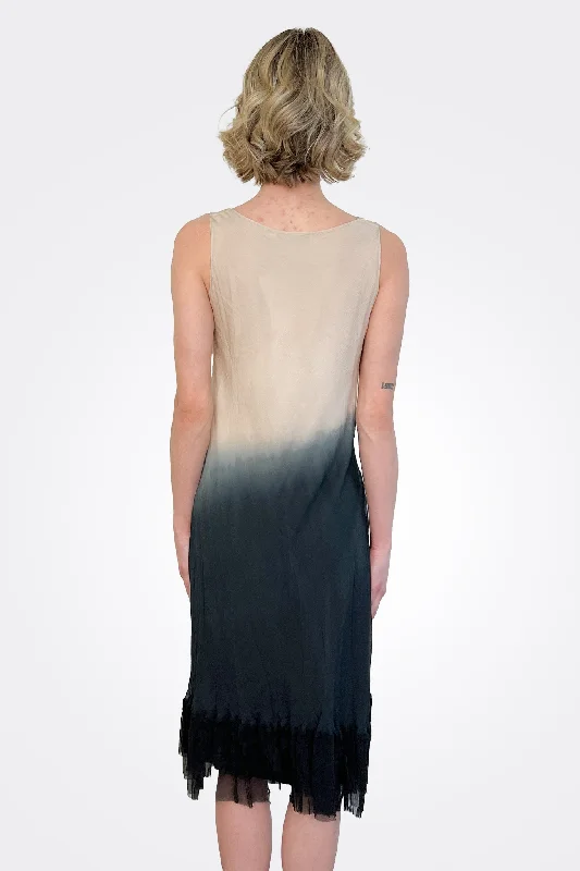 Synched Side Dress - Beige / Black