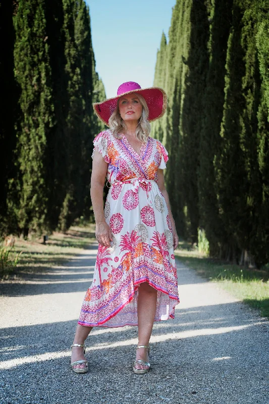 Taryn Tropical Dress Bubblegum Pink