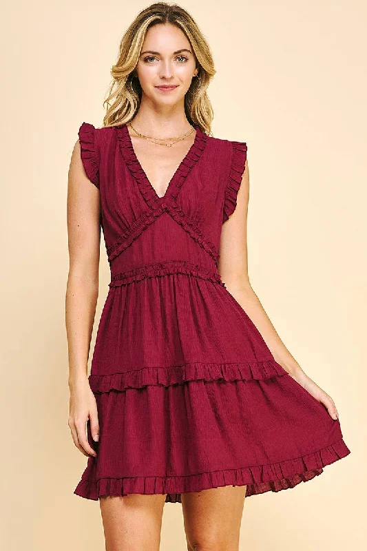 Maroon Ruffle Dress **FINAL SALE**