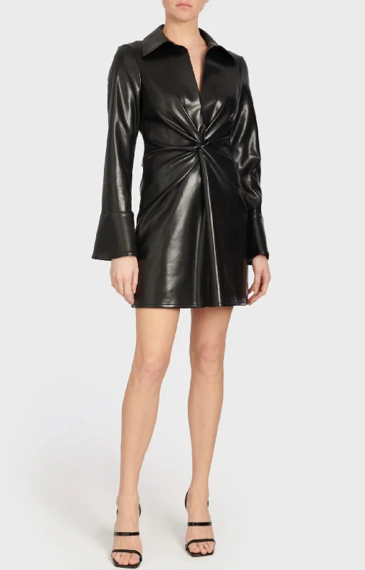 Vegan Leather McKenna Dress in Black