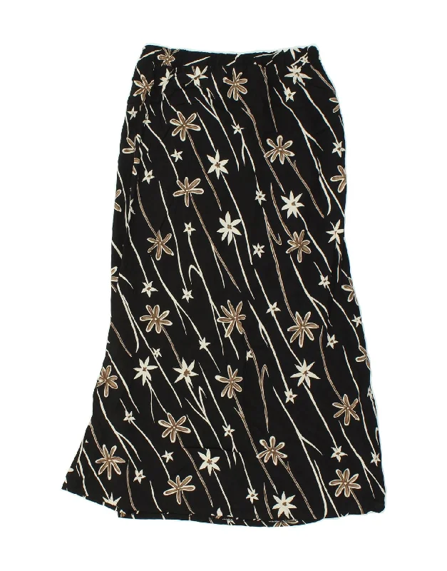 VINTAGE Womens Gypsy Skirt W30 MedIum Black Floral