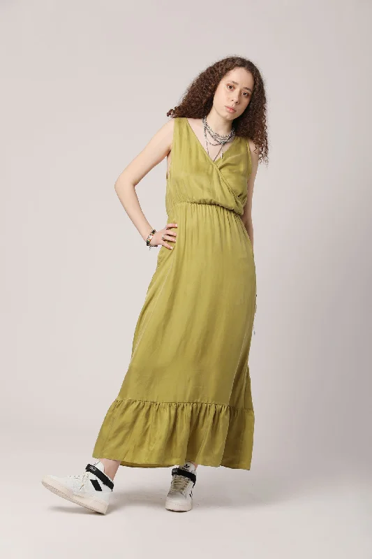 WHIRLYGIG Cupro Maxi Dress Green