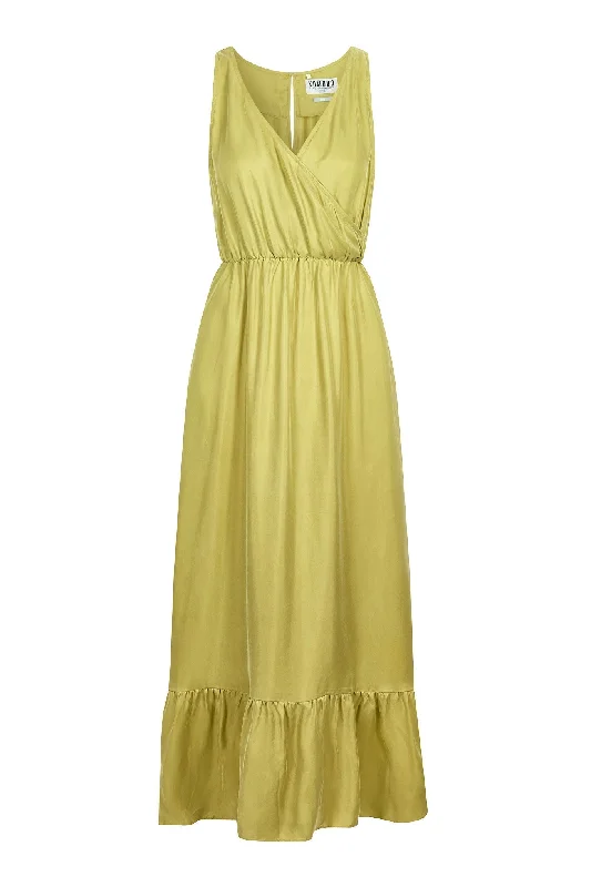 WHIRLYGIG Cupro Maxi Dress Green