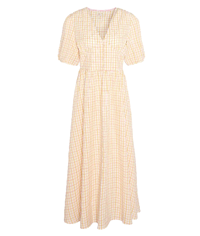 Belmont Seersucker Check Maxi Dress - Cream