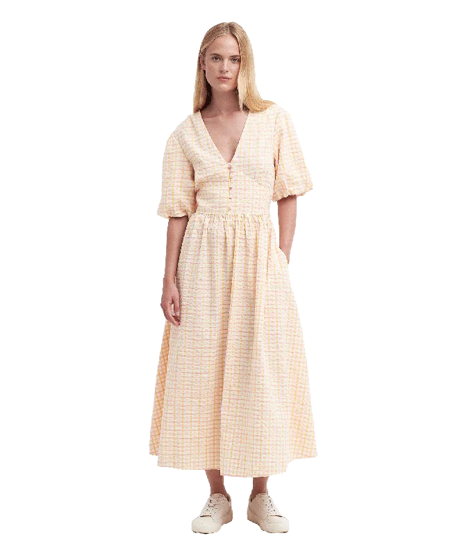 Belmont Seersucker Check Maxi Dress - Cream