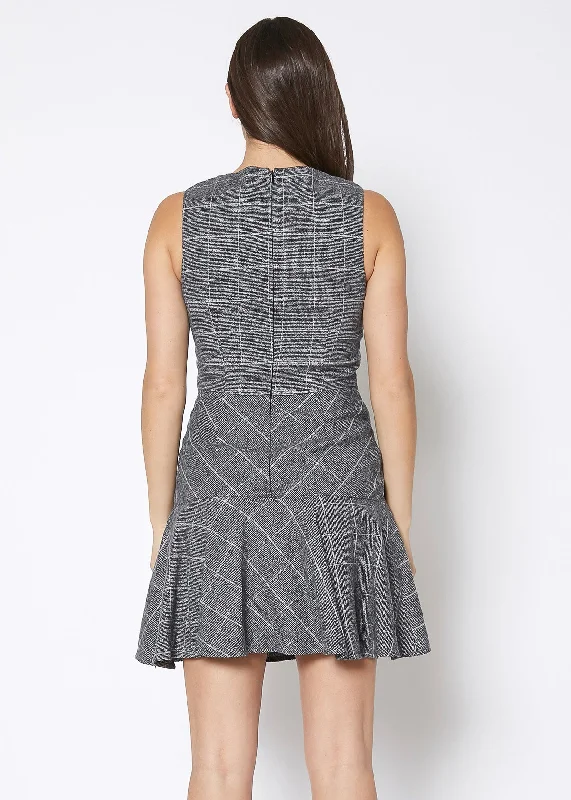 Women's Fit & Flare Tank Dress In Gray Plaid