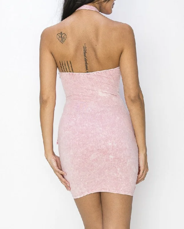 Women's Mineral Washed Tied Tube Dress - AELD20870