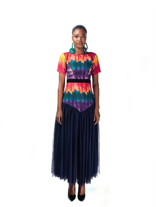 Yeside Laguda Indigo Dress with half sleeves