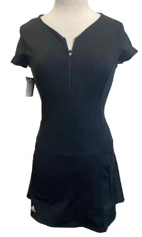 Adidas Jacquard Black Short-Sleeved Dress