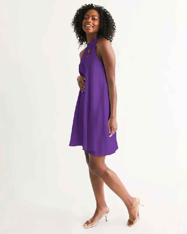 AKH Purple Women's Halter Dress