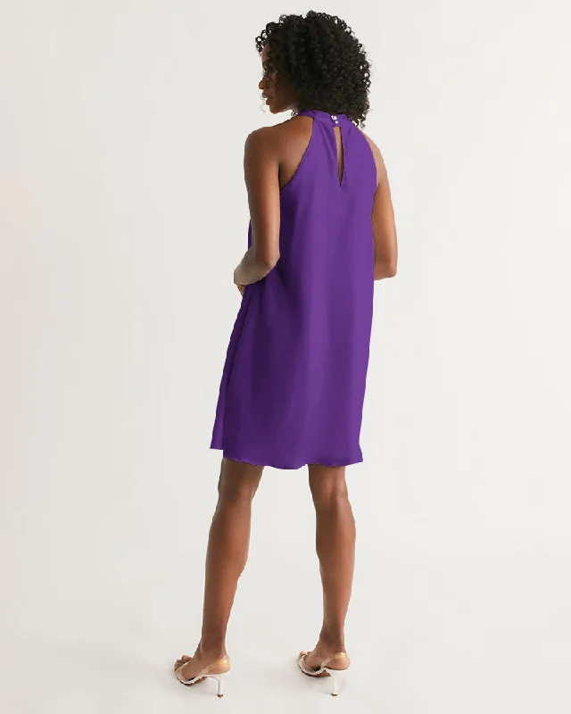 AKH Purple Women's Halter Dress