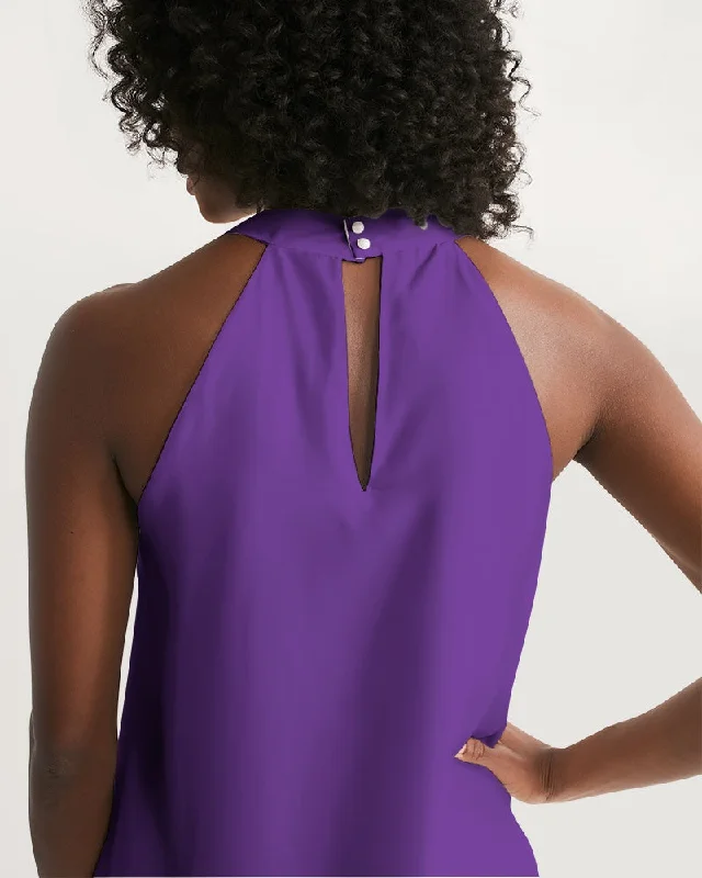 AKH Purple Women's Halter Dress