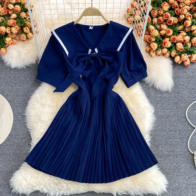 Blue A line short dress fashion dress  527