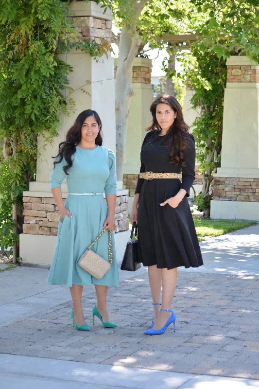 Capri Minty Blue Puff Sleeve Dress