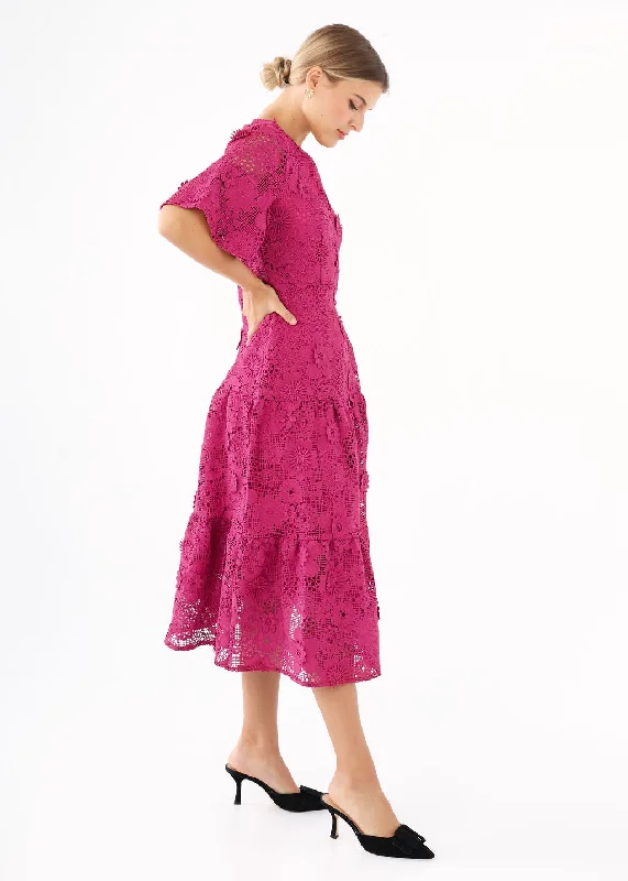 Ellery Dress Mulberry 3-D Lace