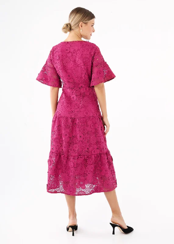 Ellery Dress Mulberry 3-D Lace