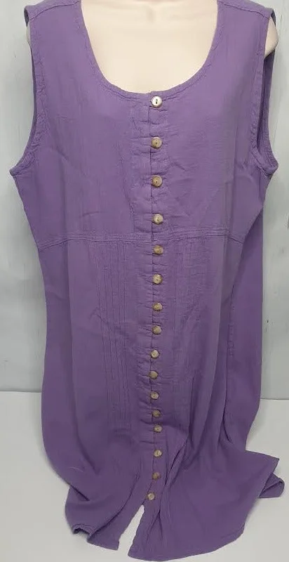 Dress-Button Front-Sleeveless-Purple-Women's-S0612