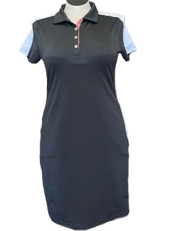 New Footjoy Charcoal & White Polo Golf Dress Size M MSP$125