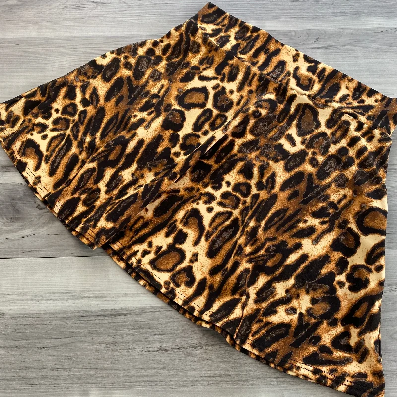 SALE - MEDIUM 17"" Length - Leopard Animal Print A-line Skirt w/Pockets