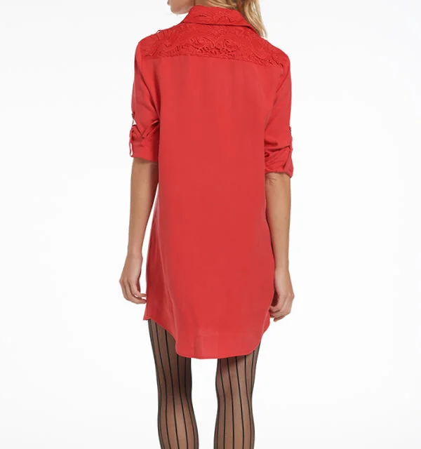 Varon Shirt Dress with Lace Trim