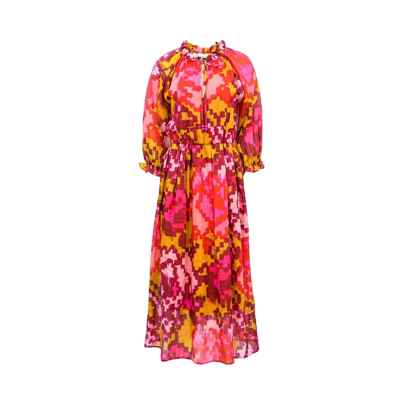 Sfizio Women's Pachuca Red Print Long Dress