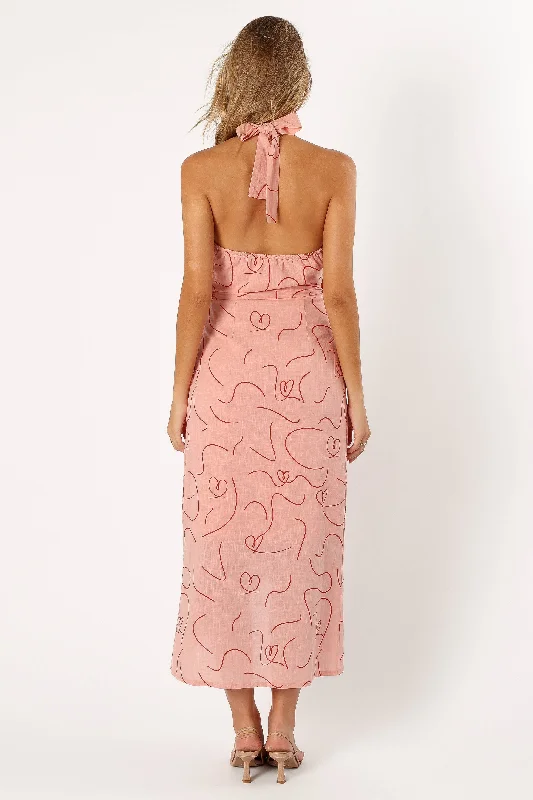 Abigail Wrap Midi Dress - Pink Swirl