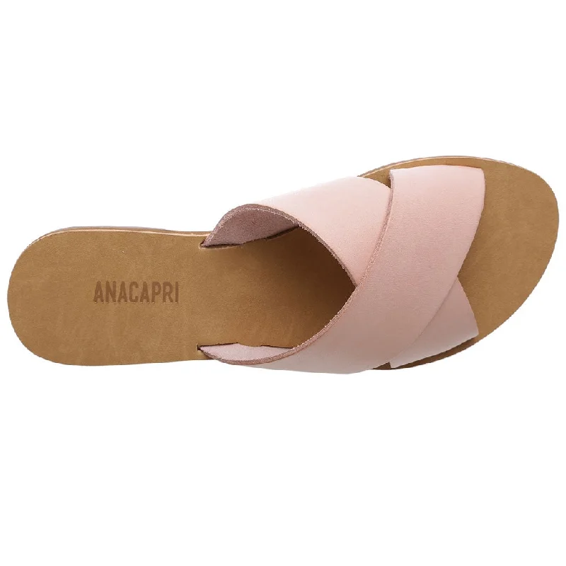 Anacapri - Leather Cross Slides - Nude