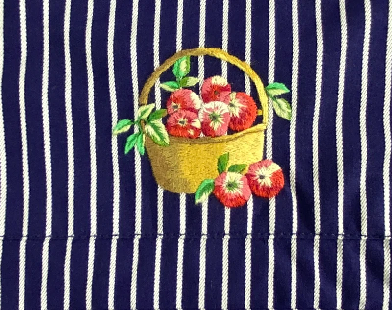 Apple picking Navy Striped Baby Girl Set - Dungaree and Blouse