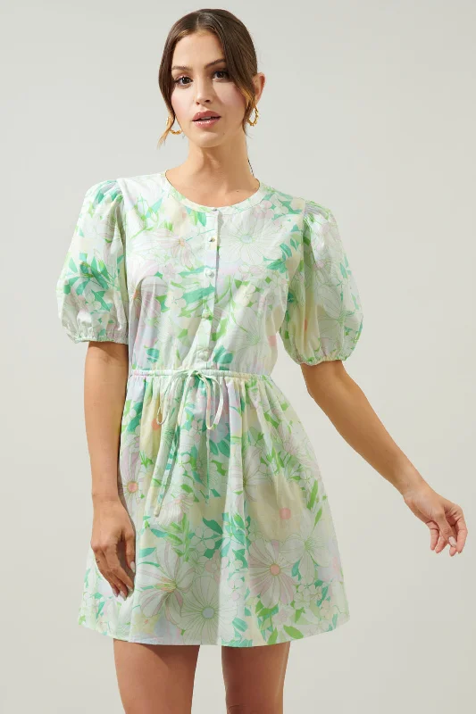 Arrietty Floral Alba Puff Sleeve Mini Dress