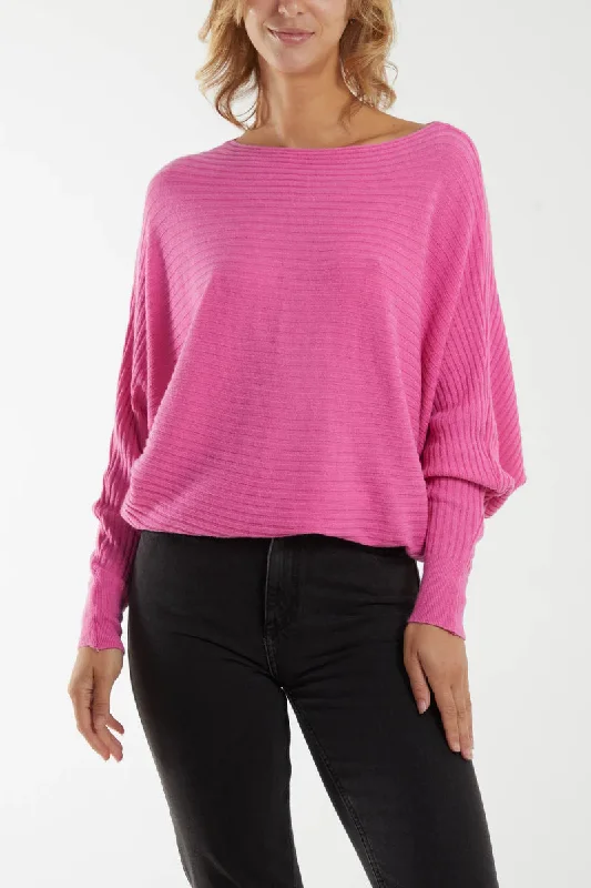 Batwing Ribbed Jumper - Bubblegum