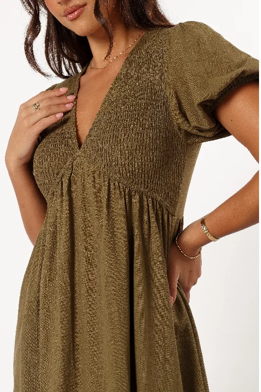 Brooke Midi Dress - Khaki