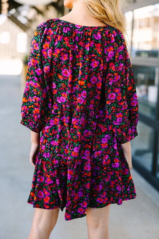 Can't Be Outdone Black Floral Dress