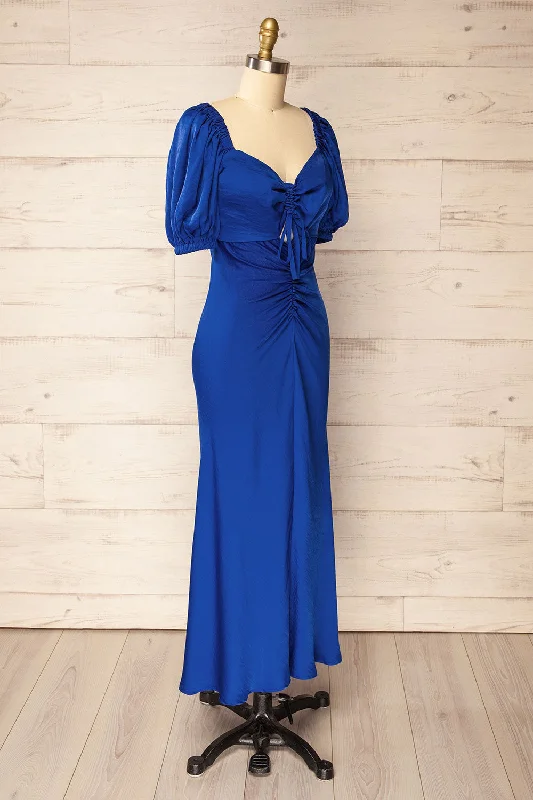 Chamonix | Midi Blue Dress w/ Ruched Details