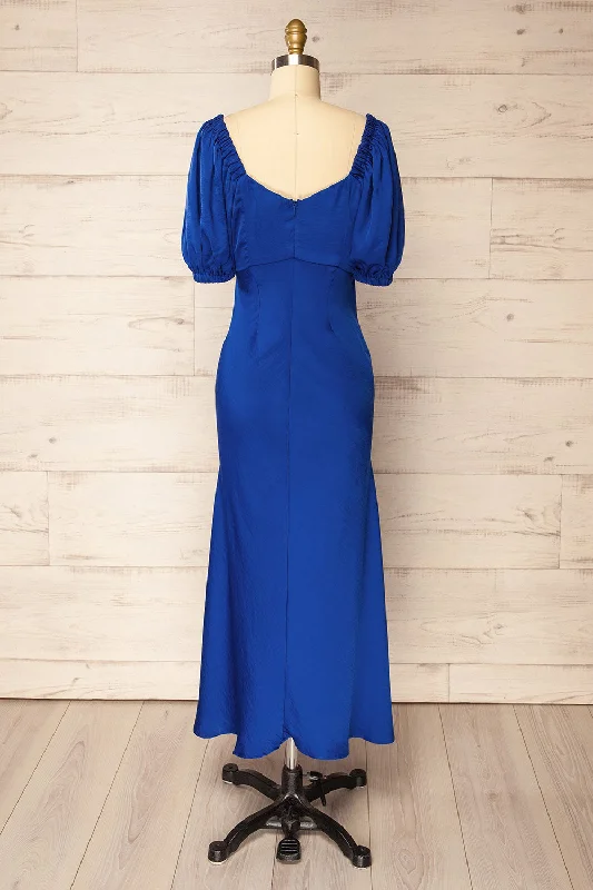 Chamonix | Midi Blue Dress w/ Ruched Details