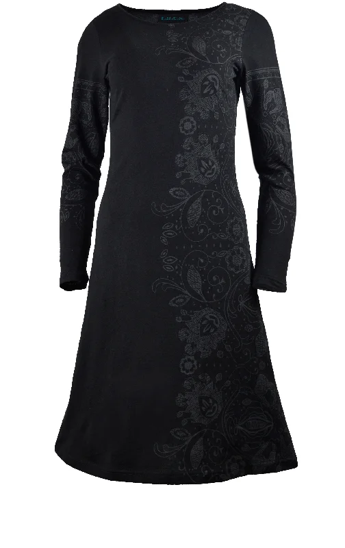 Ladies Long Sleeve Dress With Side & Sleeve Print. (No Refund/ No Exchange)