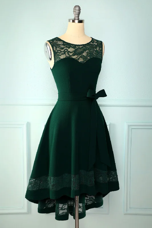 Dark Green High Low Dress