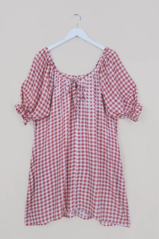 Dolly Mini Dress in Strawberry Pink Gingham