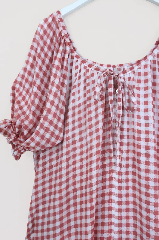 Dolly Mini Dress in Strawberry Pink Gingham