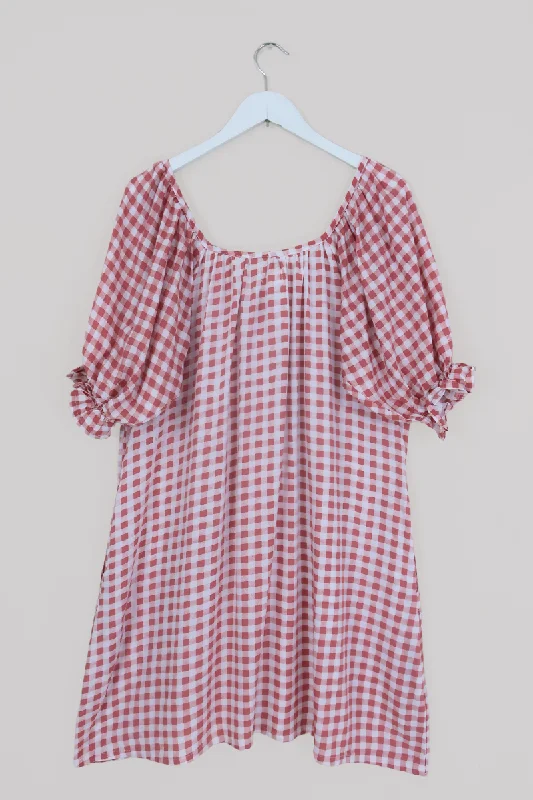 Dolly Mini Dress in Strawberry Pink Gingham