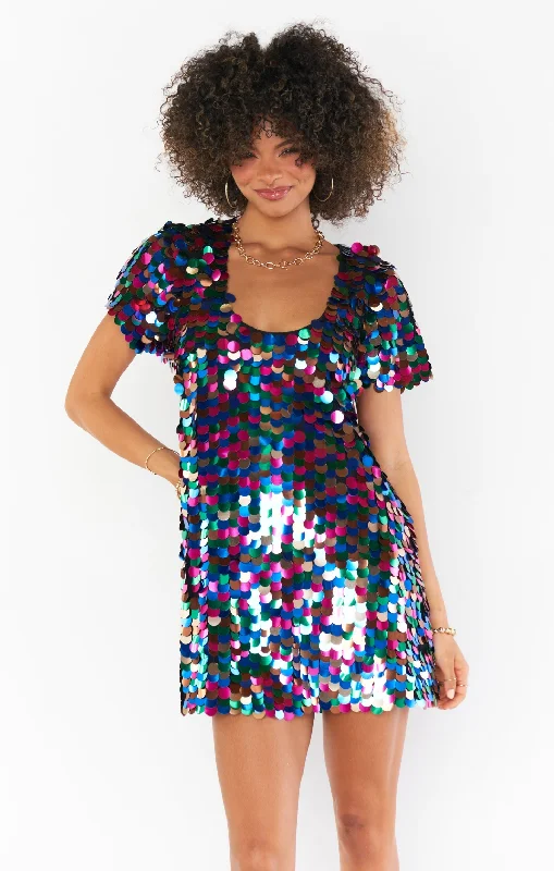 Show Me Your Mumu Emi Mini Dress in Rainbow Sequins